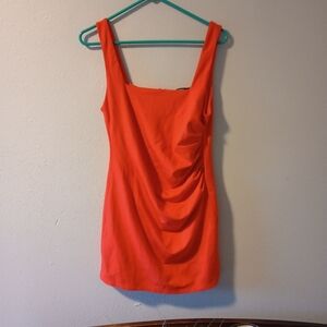 Forever 21 Vibrant Orange Mini Dress Size Medium.It also has a liner underneath.